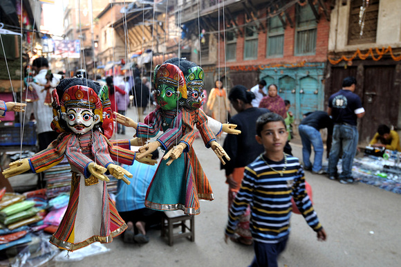 Nepalese string puppets of different forms of god and goddes