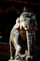 The stone elephant with mahout at Vishwanath Temple