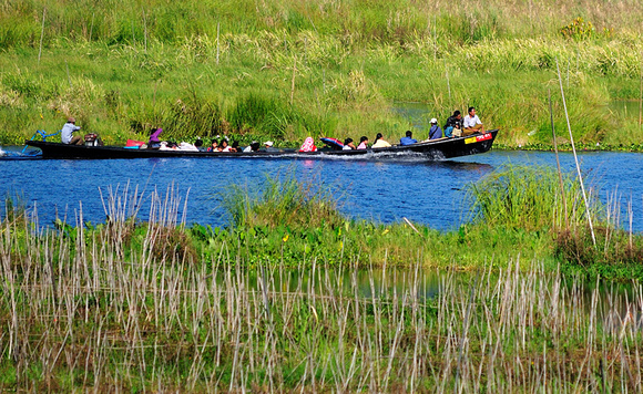 Speed boat used at Inle Lake