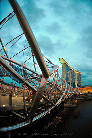 The Helix Bridge and the Marina Bay Sands (MBS)